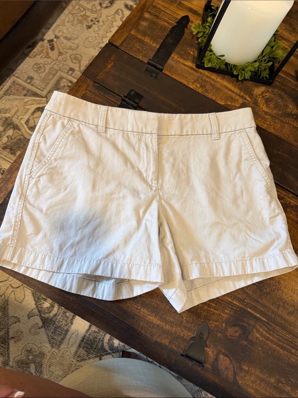 J. Crew Women's High-Waist Cotton Shorts in Light Beige